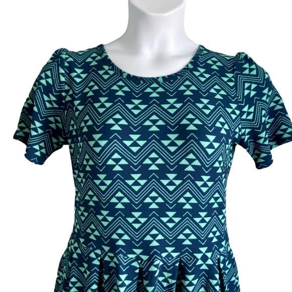 LulaRoe Amelia Dress with Pockets Blue Green XL NEW with Tags - Picture 6 of 12